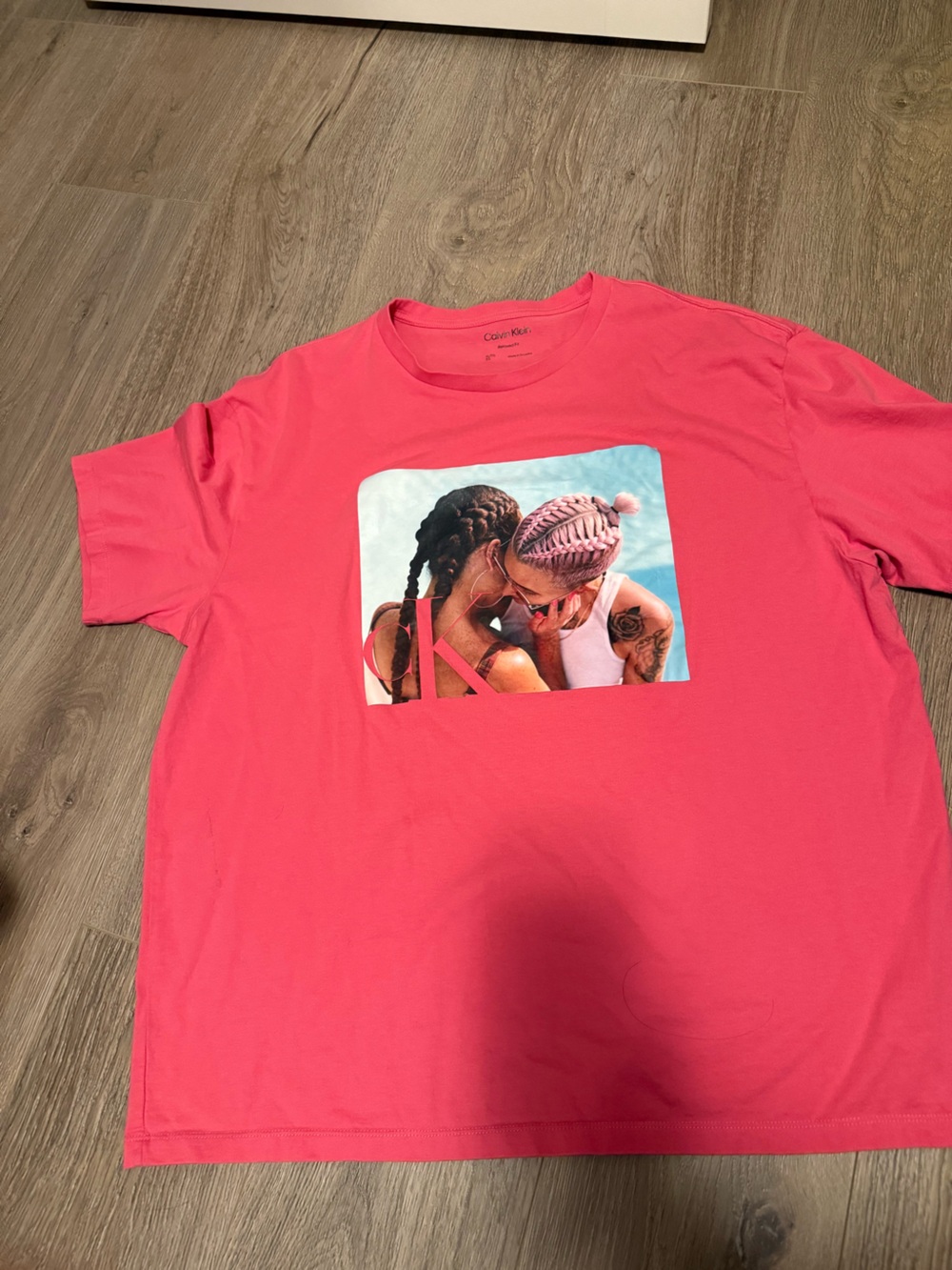 Calvin Klein Bright Pink Graphic Tee with Photo Print